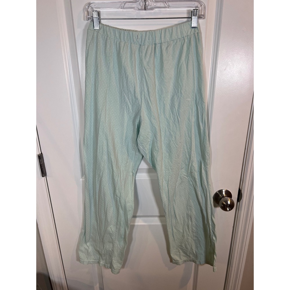 Keyocean‎ Womens Pajama Pants Pointelle Knit Floral Mint Green Size M
